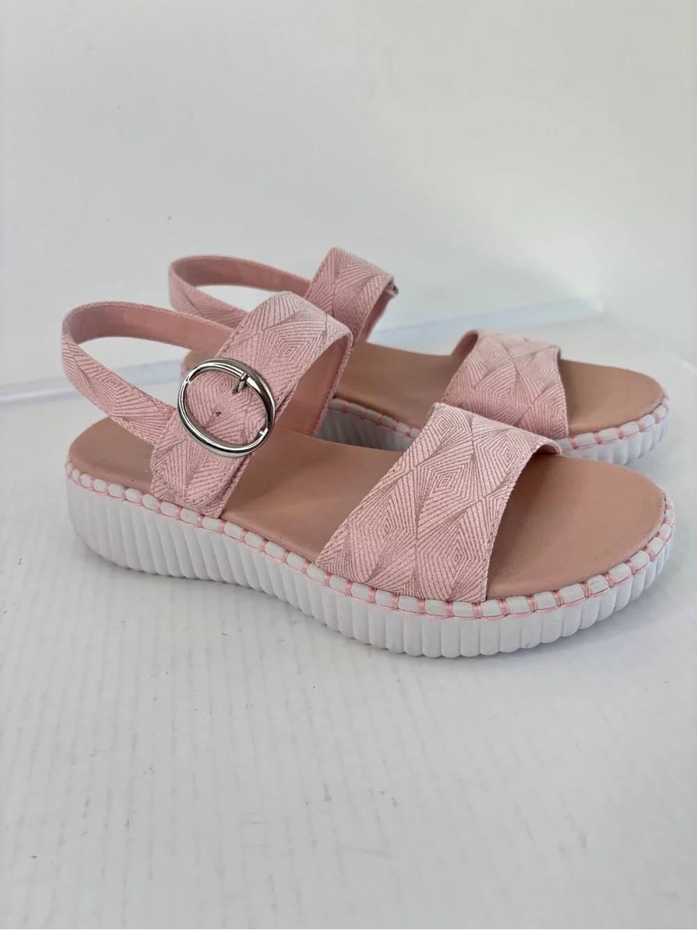 Skechers Wilshire BLVD-Illusion of Love Wedge Sandal Womens Sz 8 Pink Slingback